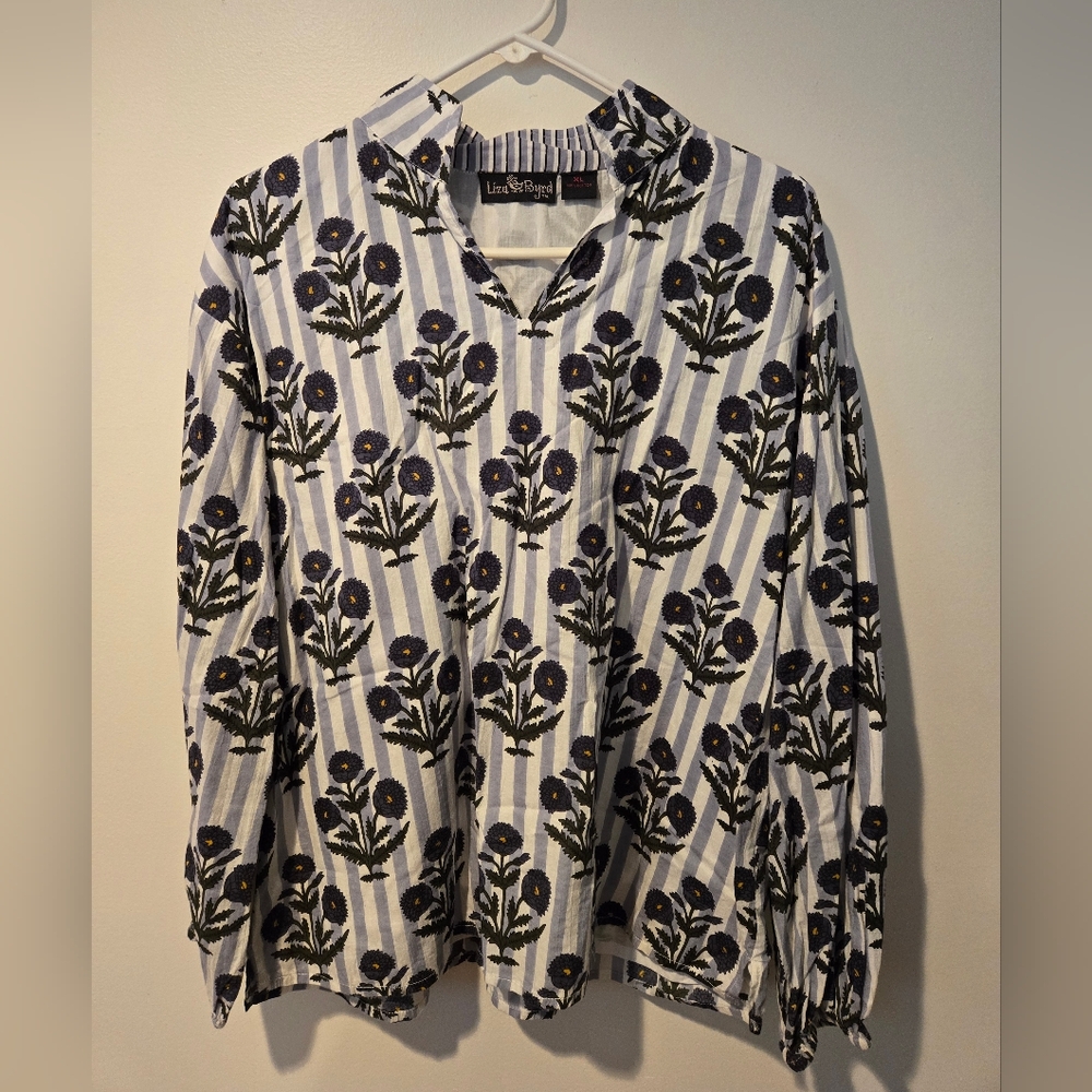 Liza Byrd Blue and White Blouse